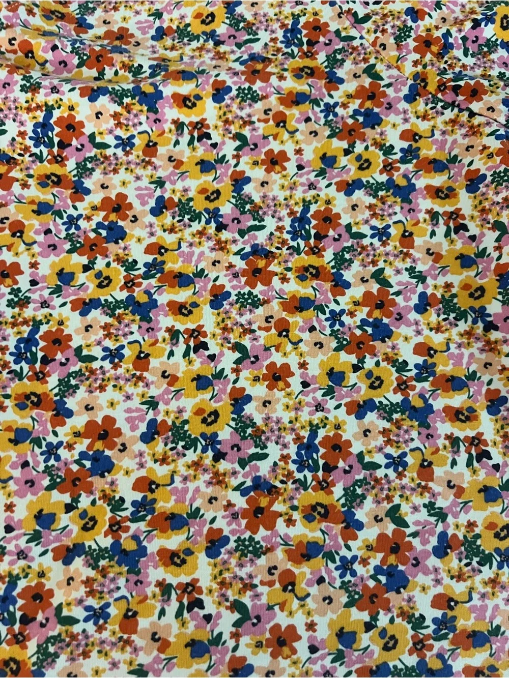 Lands' End Multicolor Floral V-Neck Short Sleeve Top